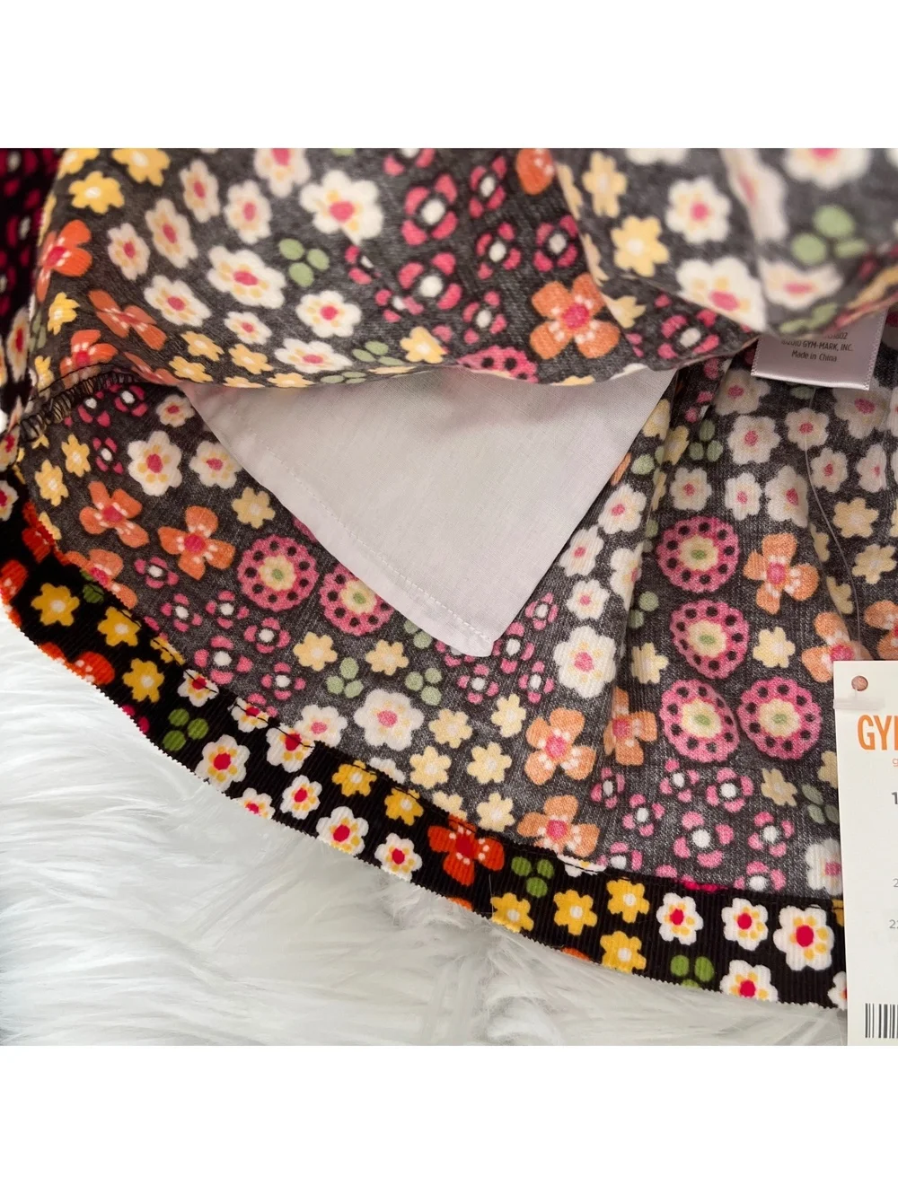 NWT Gymboree Brown Floral Corduroy Pleated Pull-On Skirt 12-18 Mos Fall Cotton